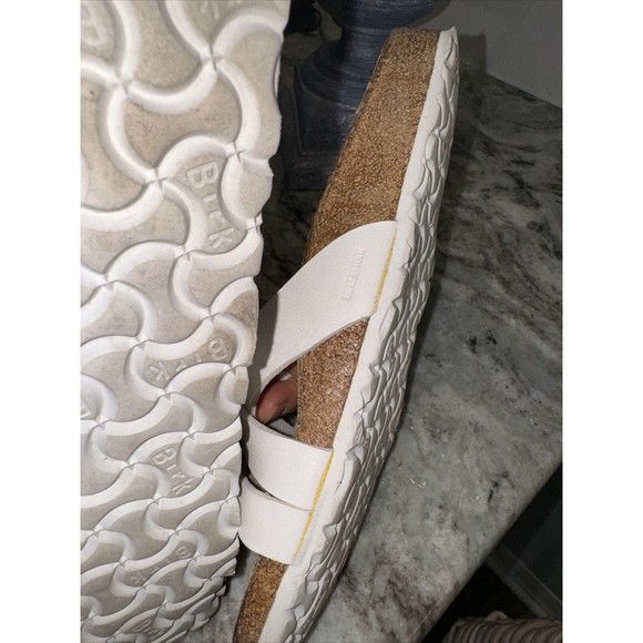 Birkenstock White Mules with Rose Gold Buckles - Picture 6 of 8